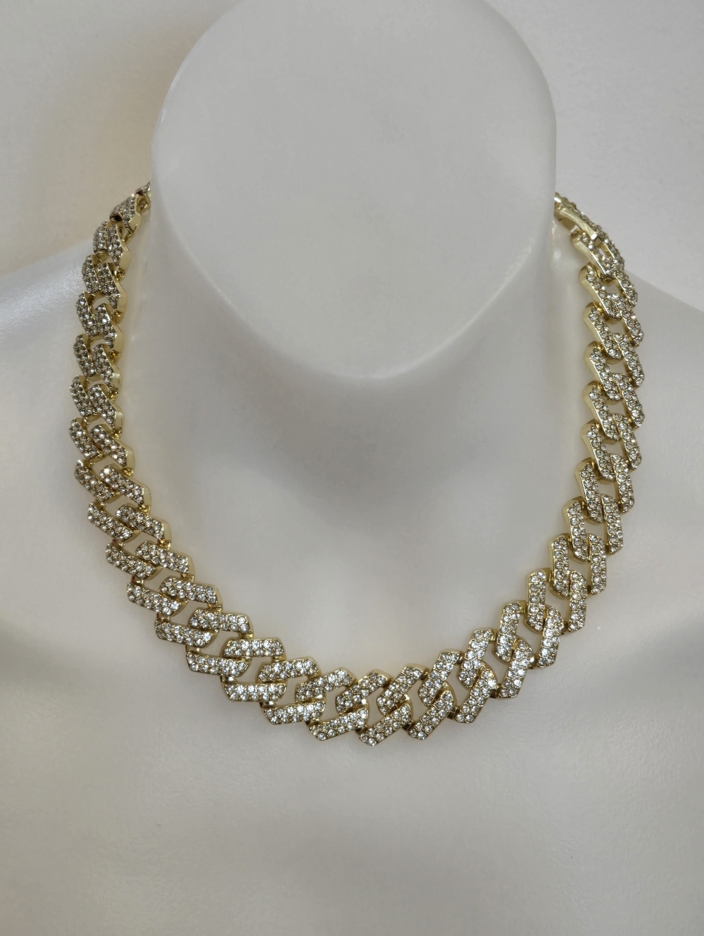NWOT! 18in 20mm Necklace Gold Over Copper VVS CZ Cuban Link Chain